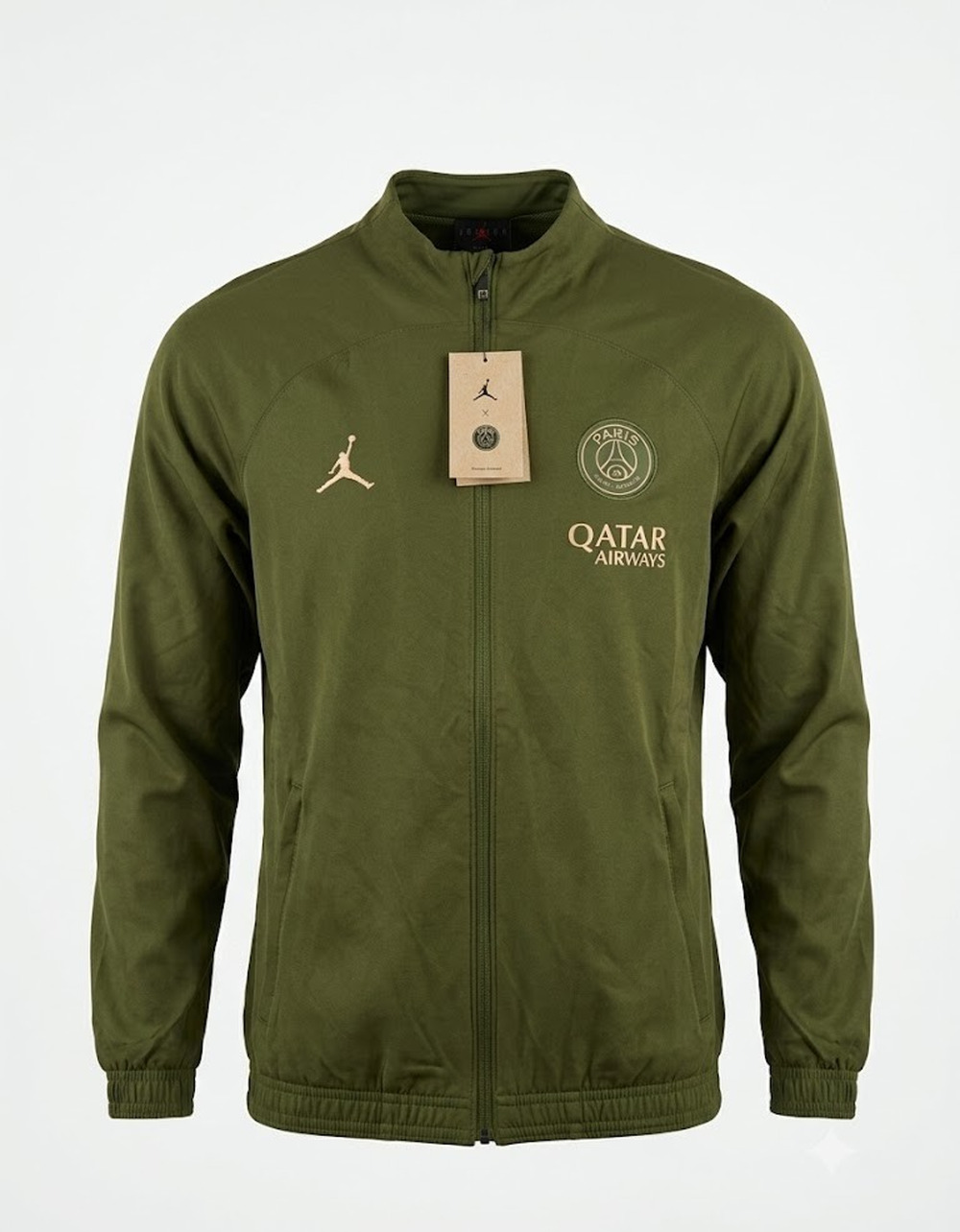 NEW Jordan x PSG Paris Saint-Germain Track Jacket Olive Green Gold Logo Size XL